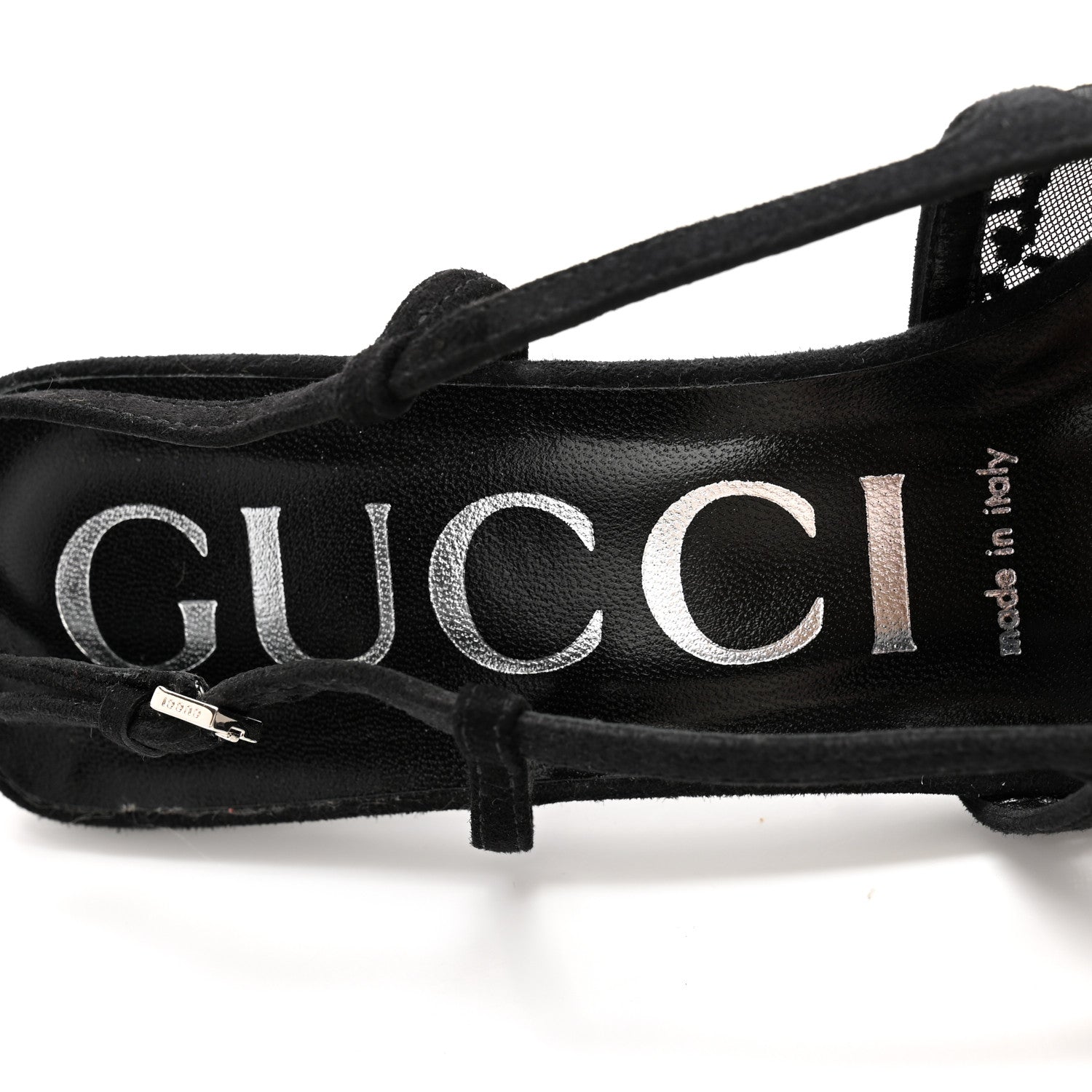 Gucci Tela Retino Kid Scamosciato Crystal GG Monogram Square G 35mm Slingback Pumps 38 Black 6 of 9