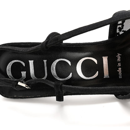 Gucci Tela Retino Kid Scamosciato Crystal GG Monogram Square G 35mm Slingback Pumps 38 Black 6 of 9