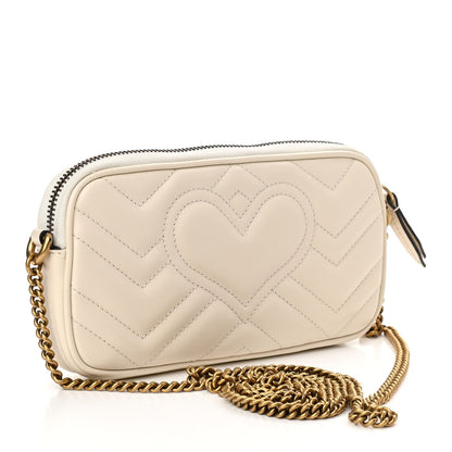 Gucci Calfskin Matelasse Mini GG Marmont Chain Crossbody Bag White 3 of 10