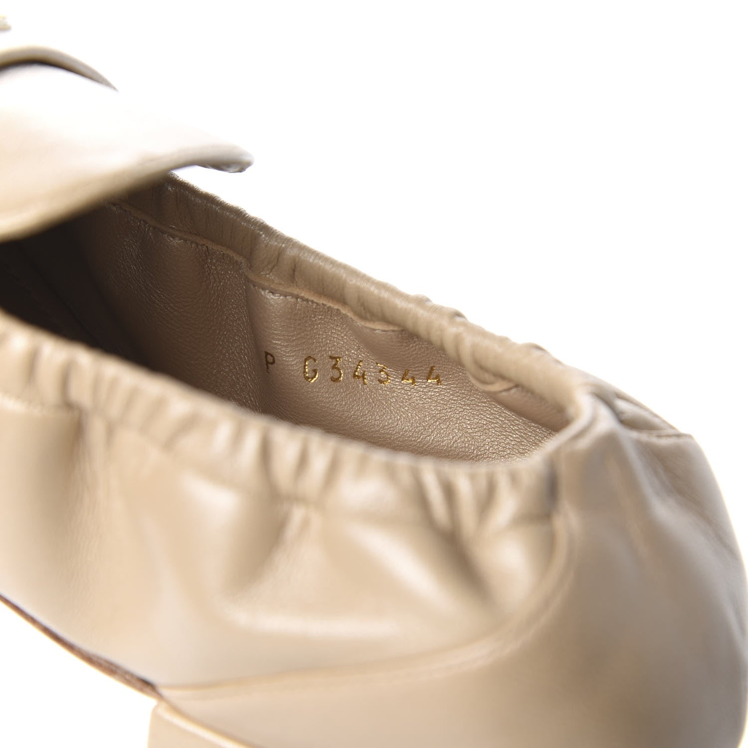 Chanel Laminated Lambskin Womens Quilted Elastic CC Moccasin Loafers 36.5 Beige 9 of 11