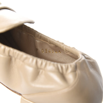 Chanel Laminated Lambskin Womens Quilted Elastic CC Moccasin Loafers 36.5 Beige 9 of 11