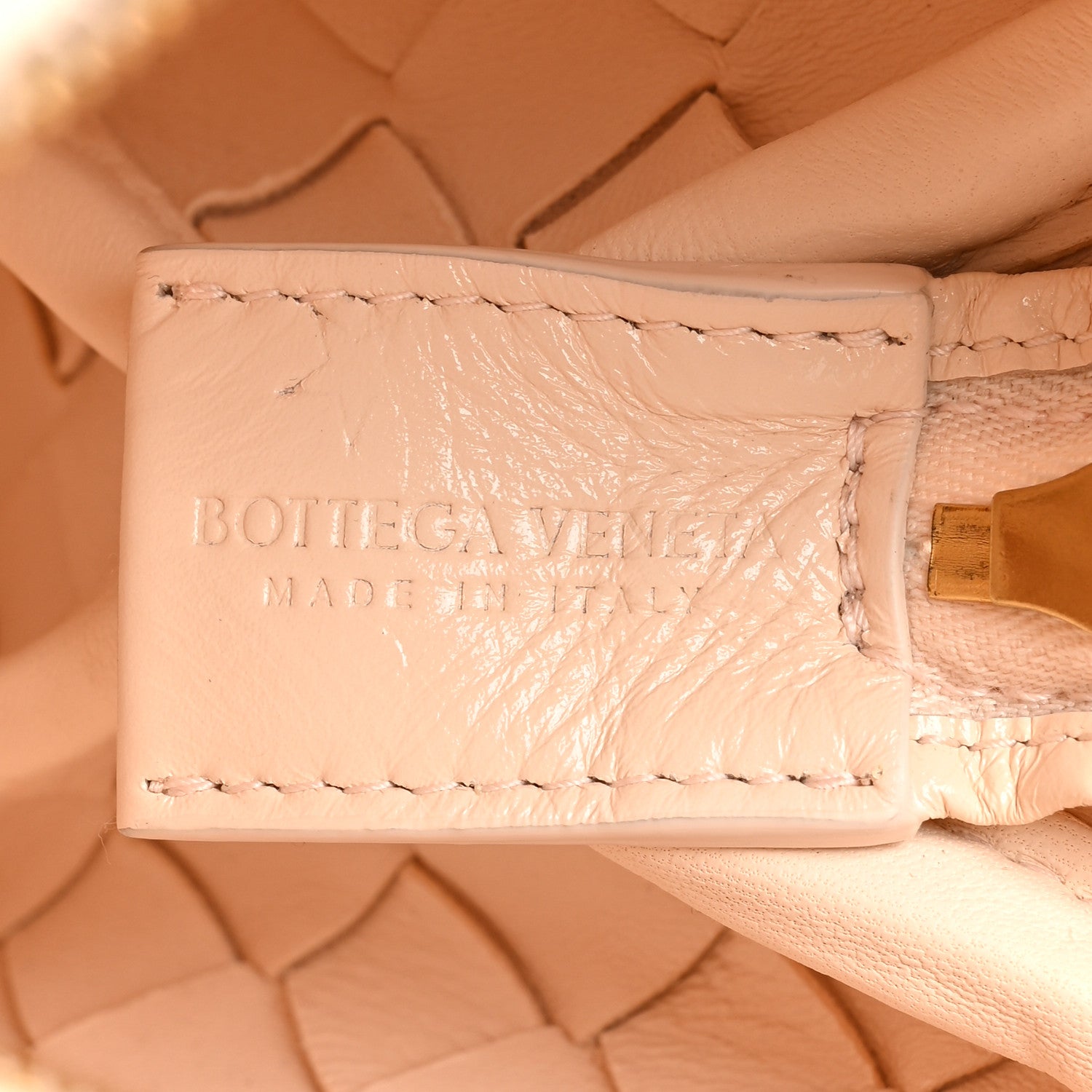 Bottega Veneta Patent Nappa Intrecciato Metallic Knot Mini Loop Camera Bag Macaroon 6 of 9