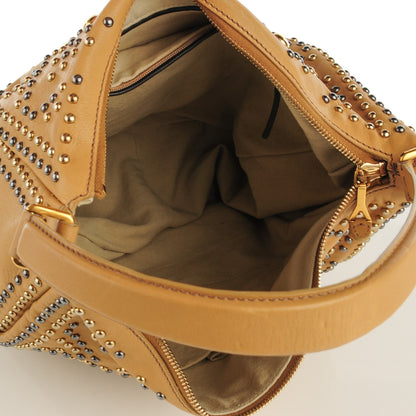 Saint Laurent Calfskin Large Studded Roady Hobo Beige 5 of 7
