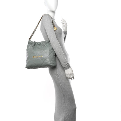 Chanel Shiny Calfskin Quilted Small Chanel 22 Grey 2 of 18
