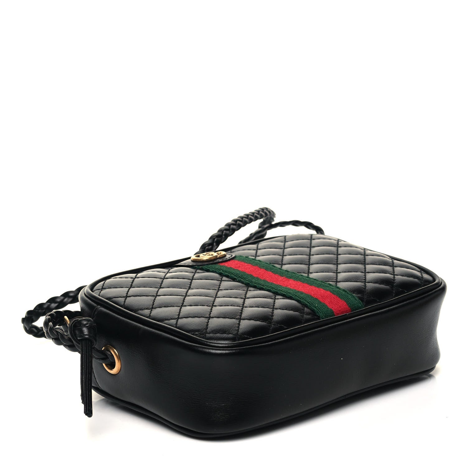 Gucci Calfskin Trapuntata Web Mini GG Shoulder Bag Black 4 of 8