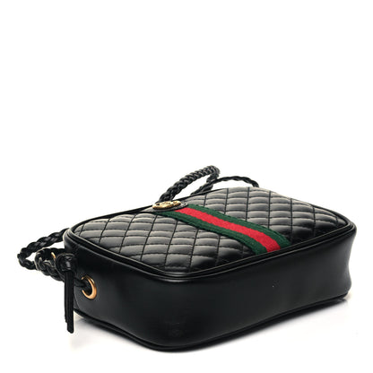 Gucci Calfskin Trapuntata Web Mini GG Shoulder Bag Black 4 of 8