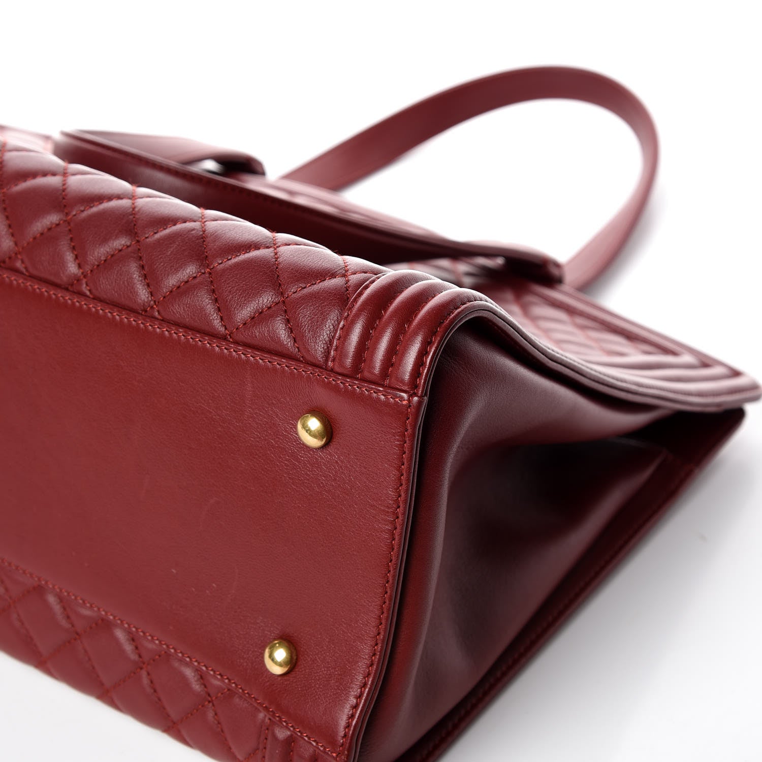 Chanel Lambskin Quilted Boy Shopping Tote Dark Red 12 of 13