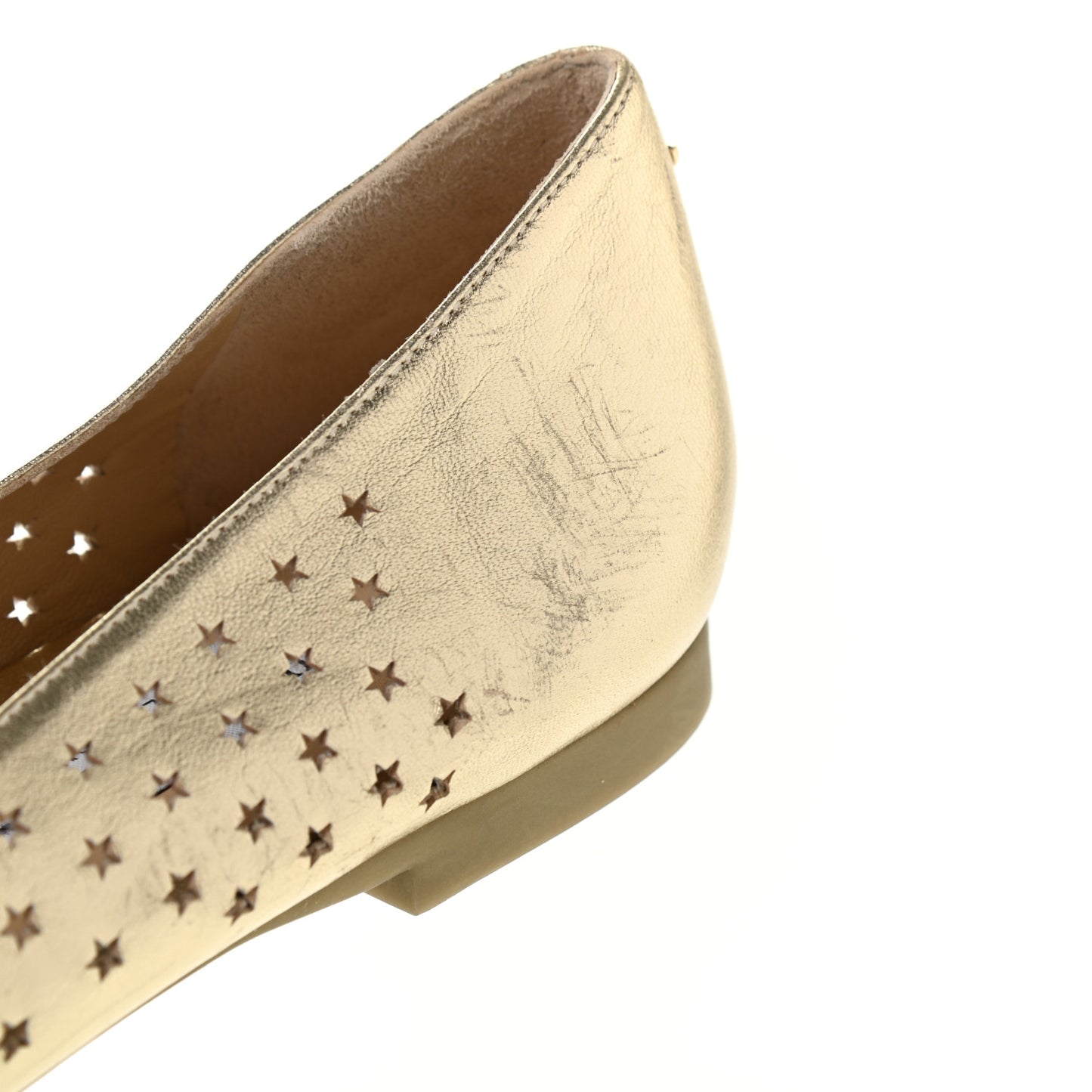 Metallic Nappa Perforated Star Modell Flats 37 Champagne