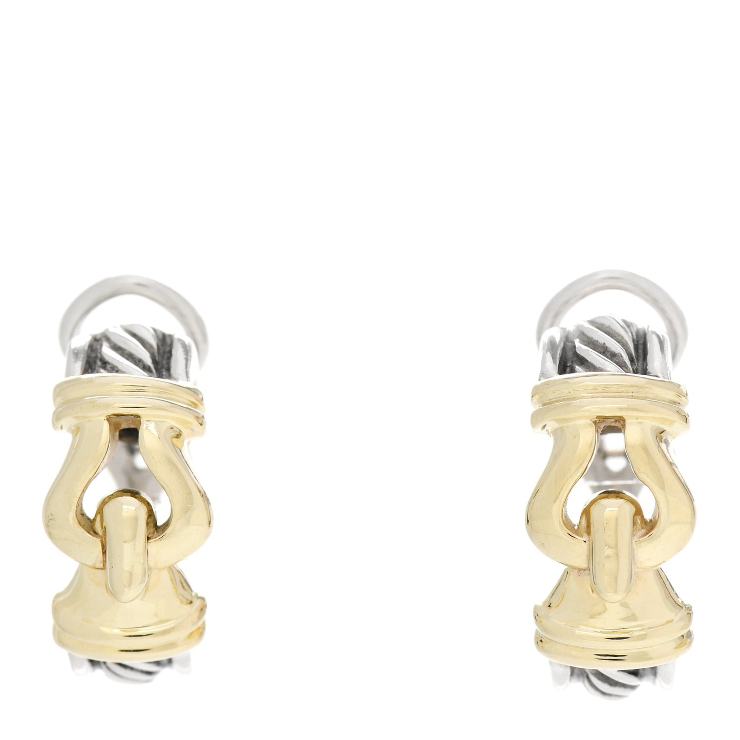 Sterling Silver 14K Yellow Gold Buckle Earrings