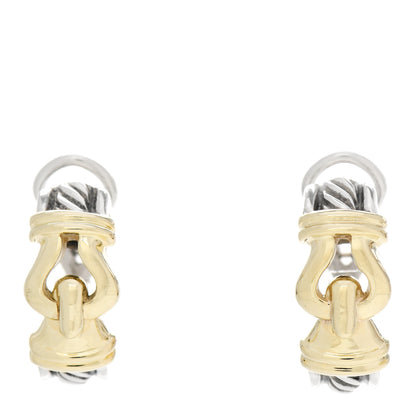 David Yurman Sterling Silver 14K Yellow Gold Buckle Earrings 1 of 4