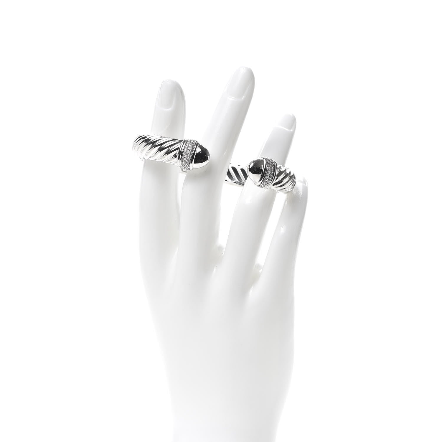 David Yurman Sterling Silver Diamond 10mm Sculpted Cable Bracelet 2 of 5
