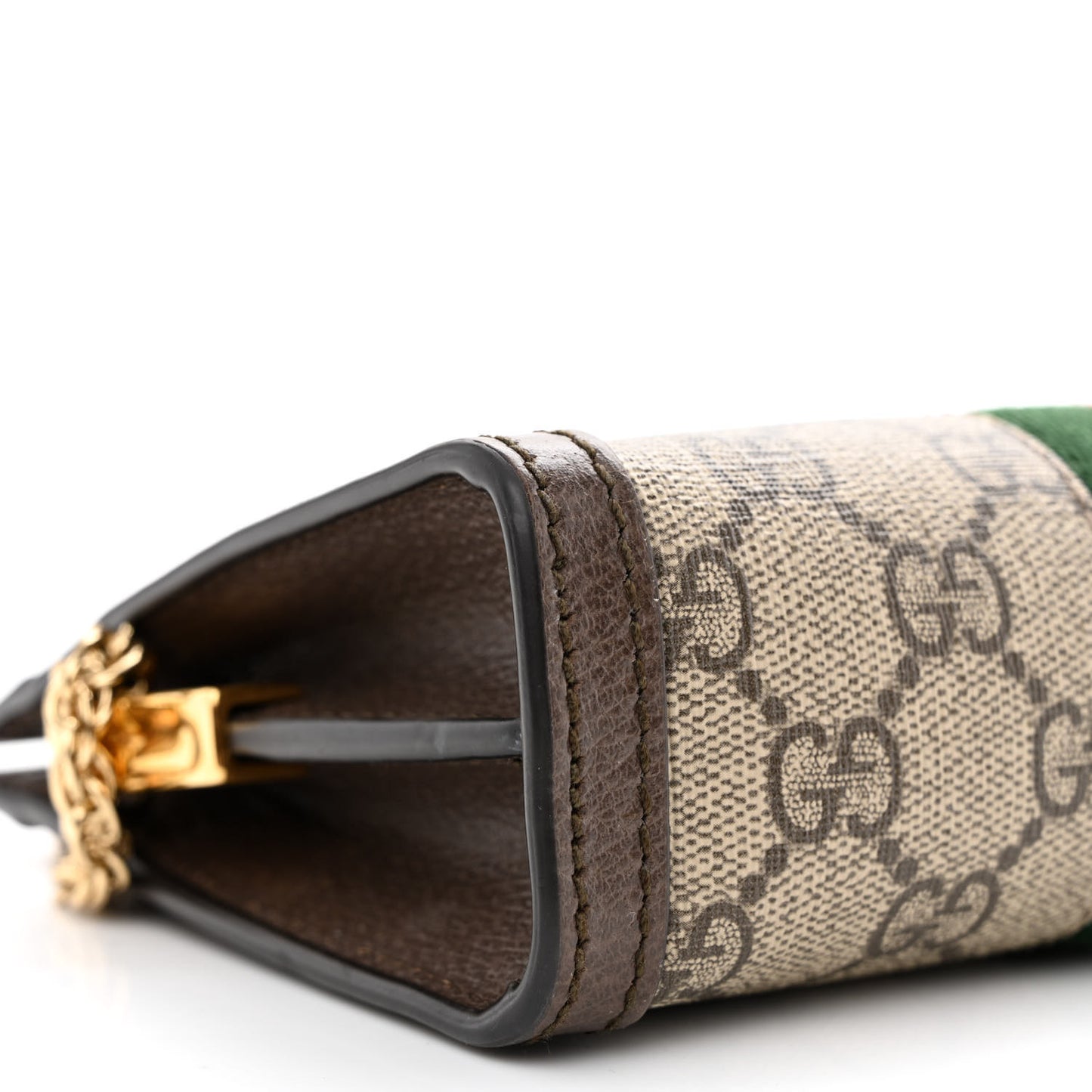 GG Supreme Monogram Textured Dollar Calfskin Web Mini Ophidia Chain Shoulder Bag Beige Ebony New Acero