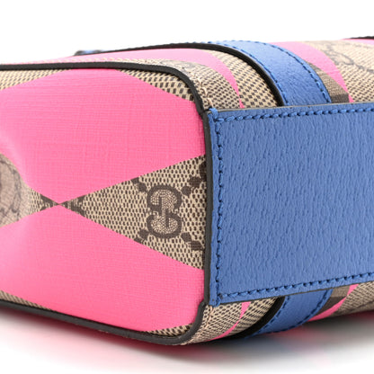 Gucci GG Supreme Monogram Textured Dollar Calfskin Rhombus Mini Tote Bag Beige Ebony Pink Blue 10 of 10