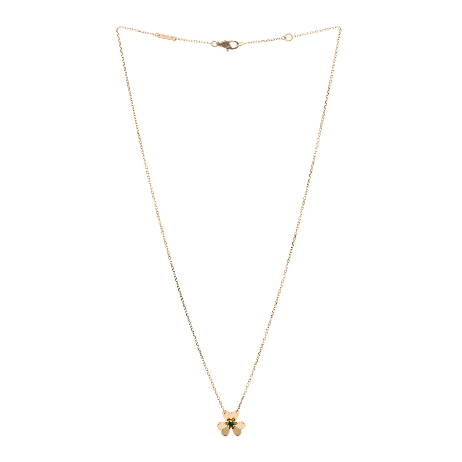 Van Cleef & Arpels 18K Yellow Gold Emerald Mini Frivole Pendant Necklace 3 of 6