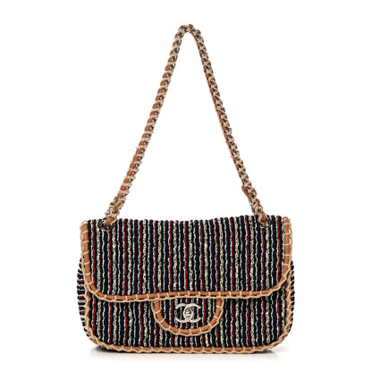 Chanel Tweed Woven Single Flap Beige Multicolor 1 of 10