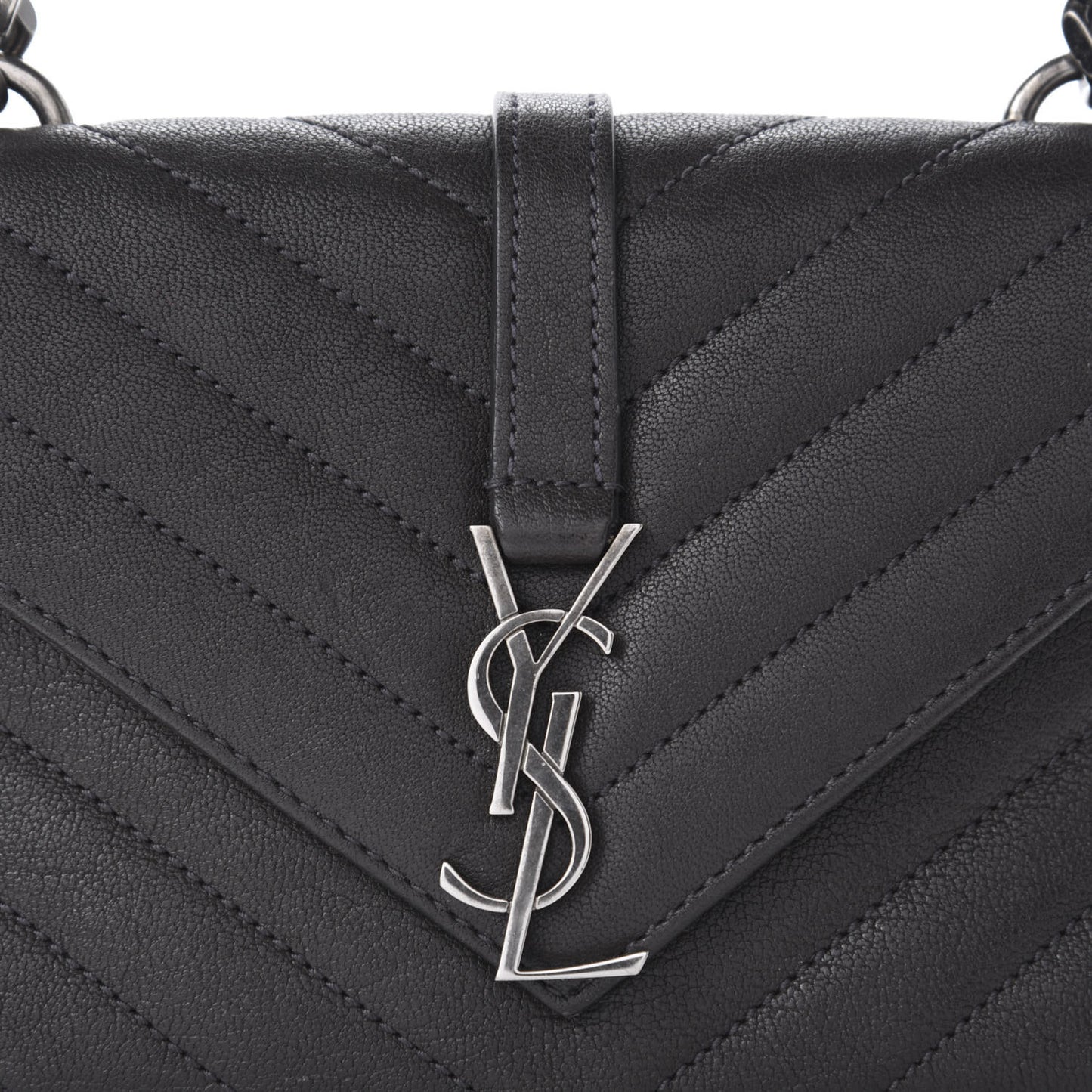 Sheepskin Matelasse Chevron Monogram College Chain Wallet Coal