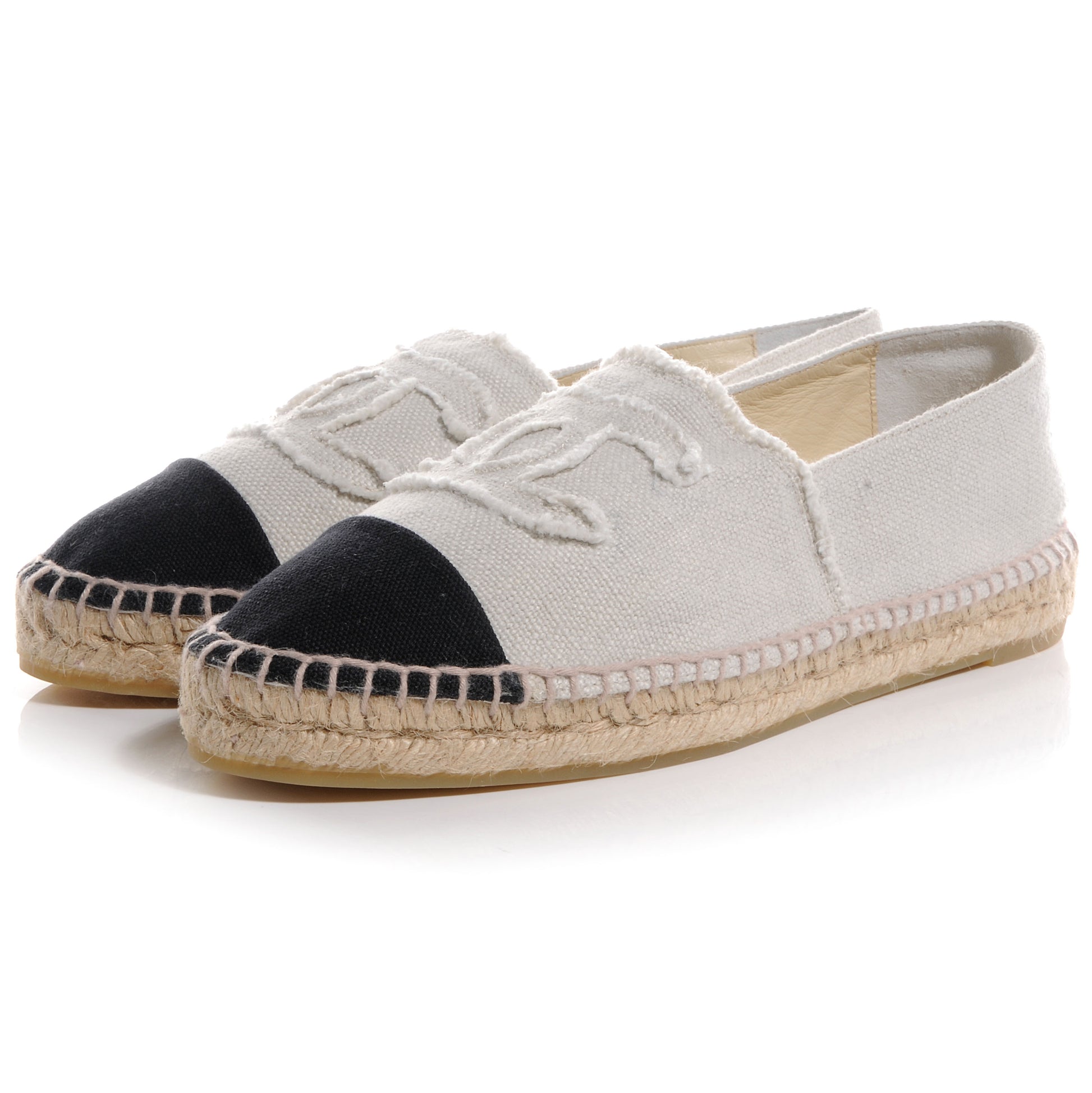 Chanel Toile Espadrilles Beige Black 41 3 of 7