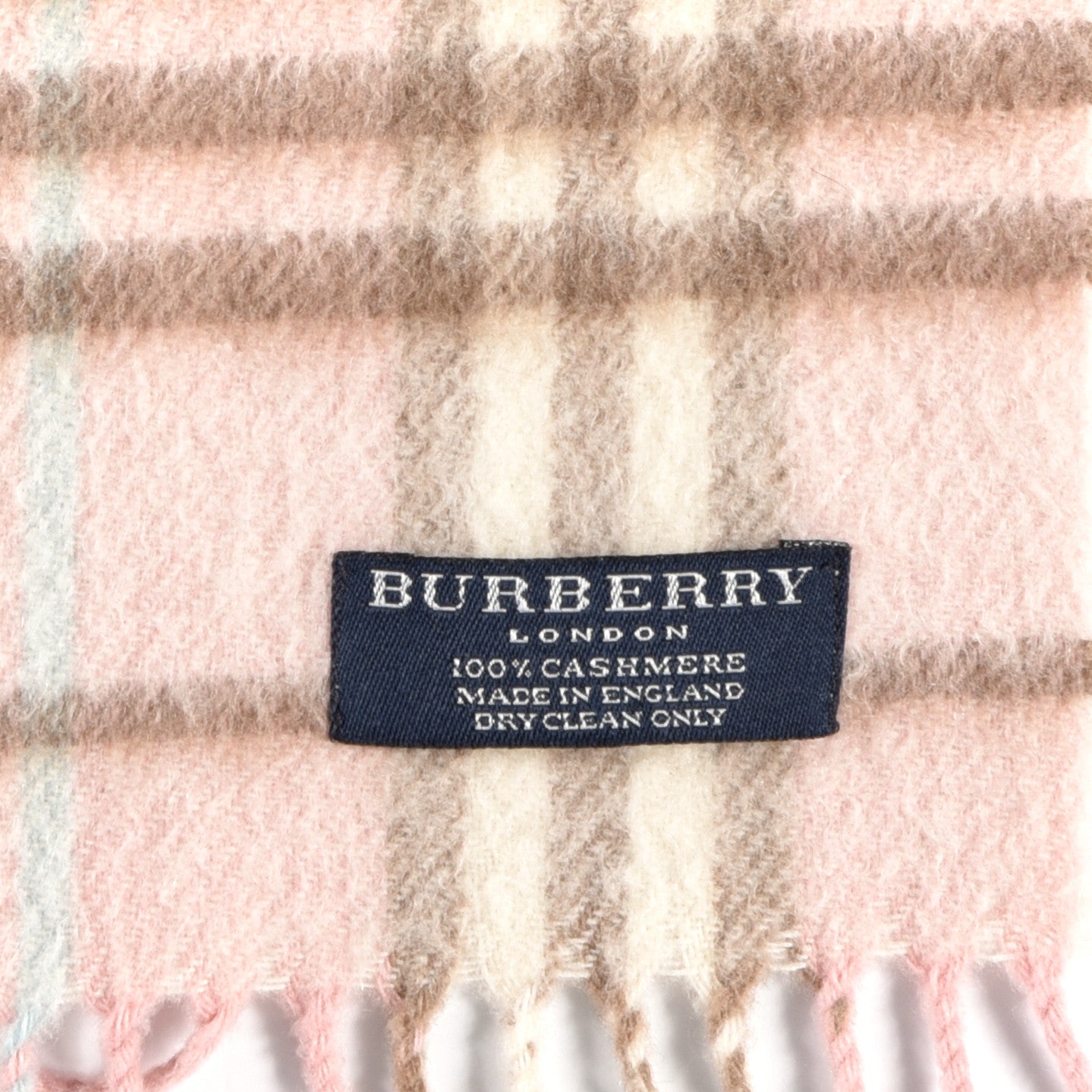Burberry Cashmere Vintage Check Fringe Scarf Pink 3 of 3