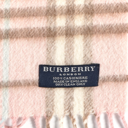 Burberry Cashmere Vintage Check Fringe Scarf Pink 3 of 3