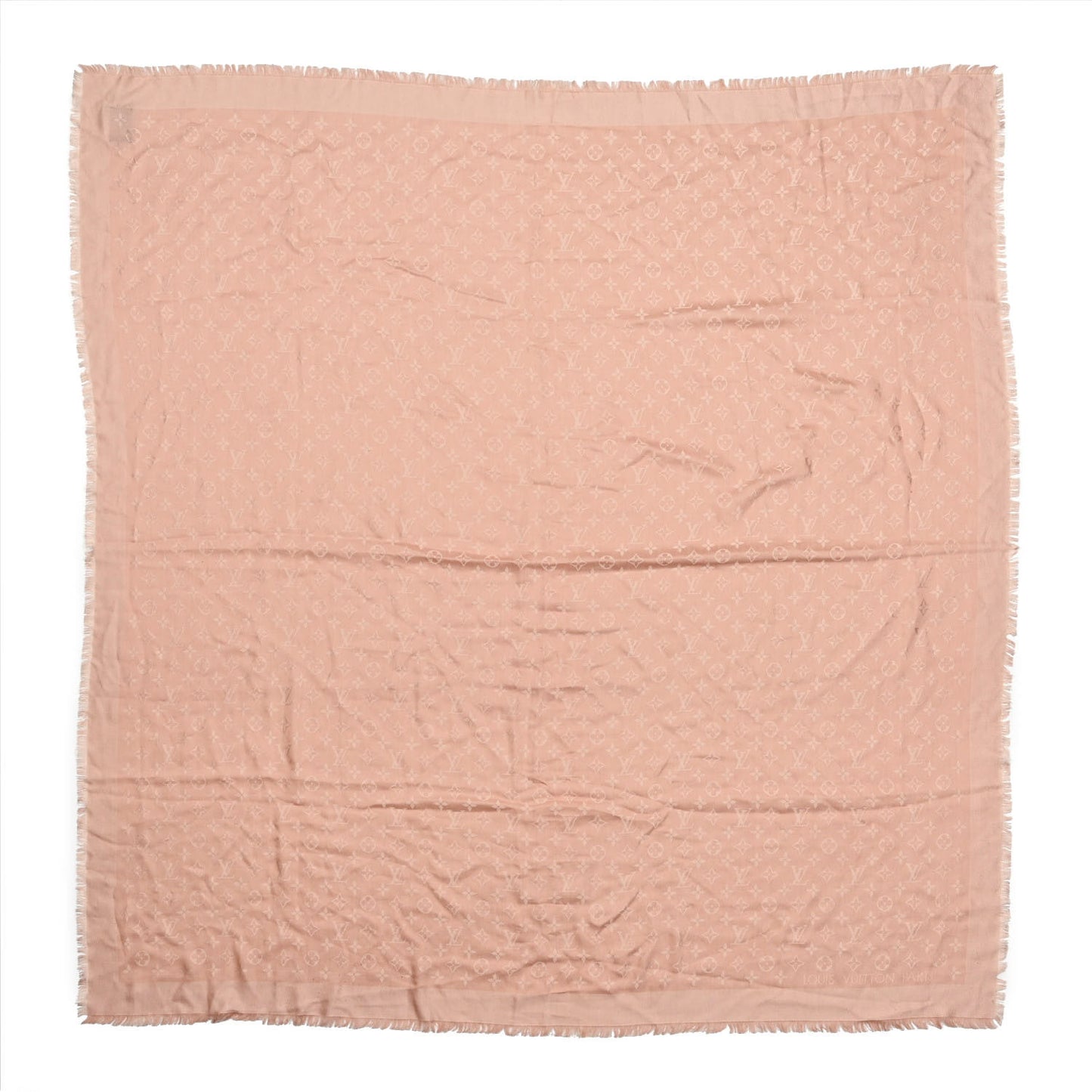 Silk Wool Monogram Shawl Rose