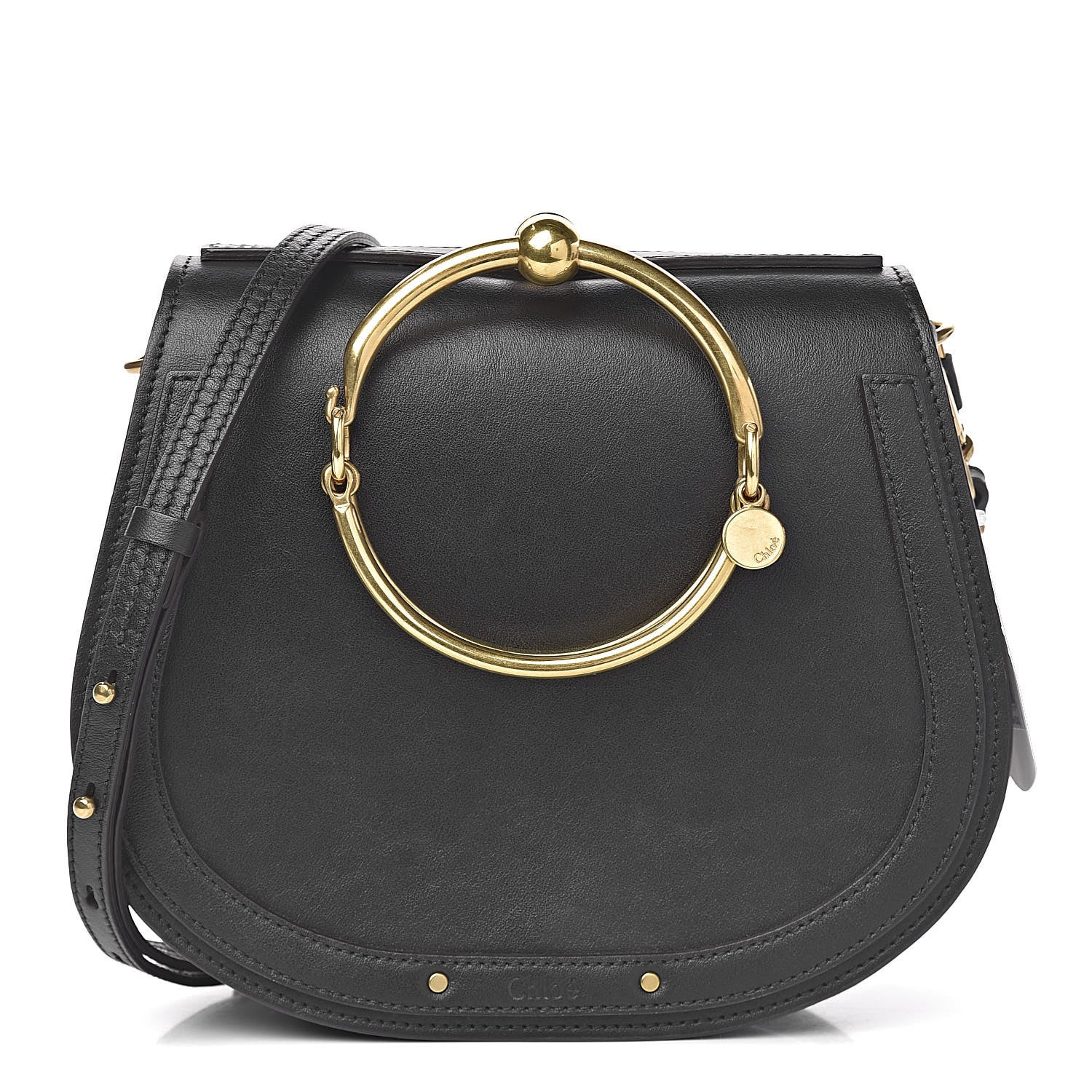Chloe Calfskin Suede Medium Nile Bracelet Bag Black 1 of 11