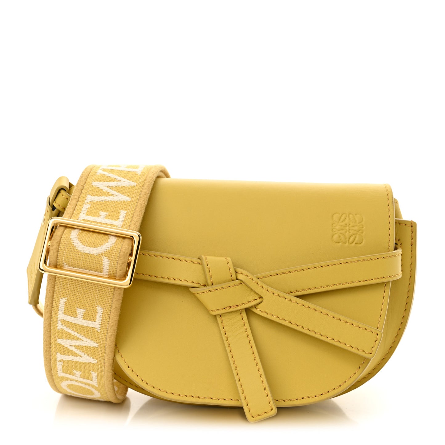 Calfskin Jacquard Mini Gate Dual Bag Dark Yellow