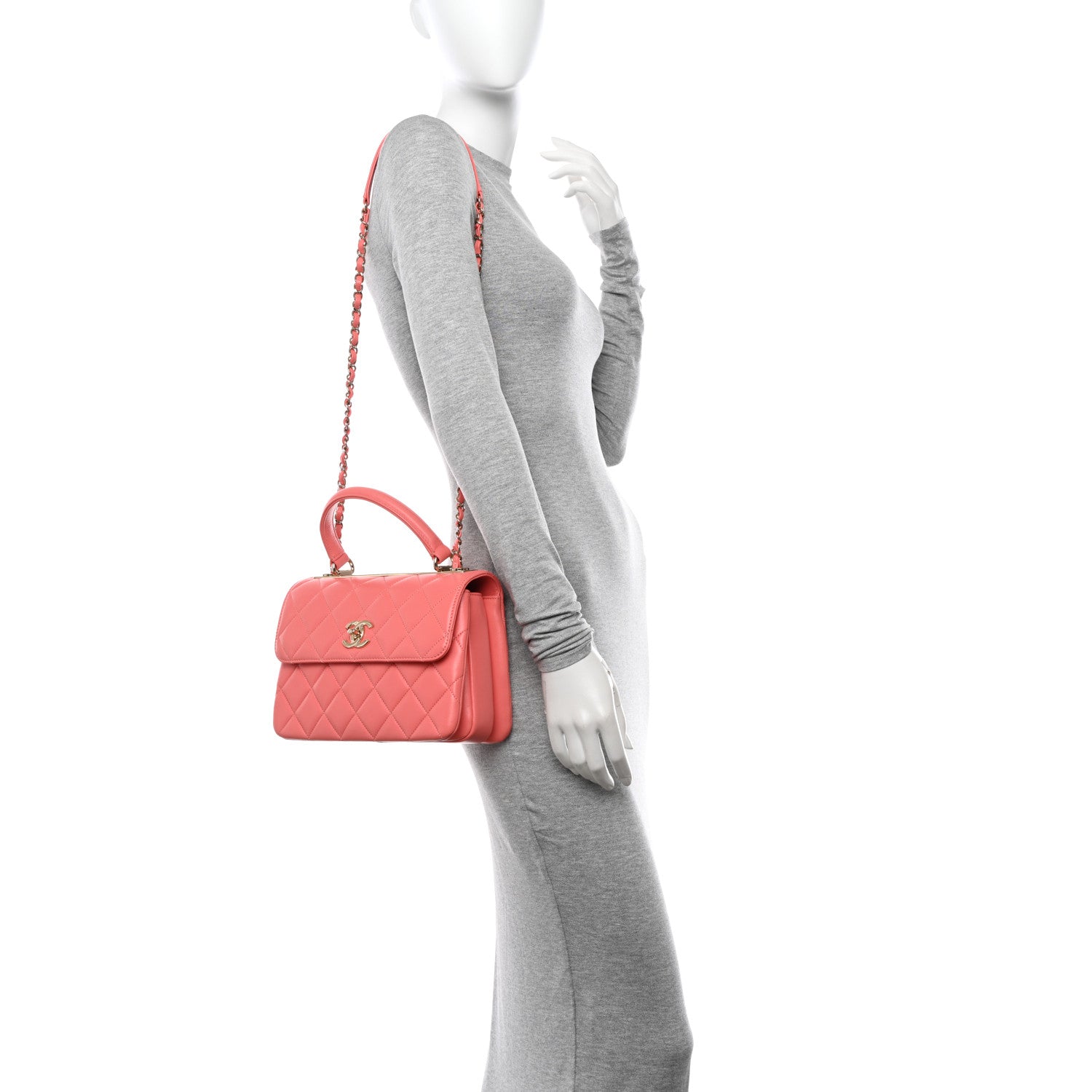 Chanel Lambskin Quilted Small Trendy Chain CC Flap Dual Handle Bag Coral 2 of 11