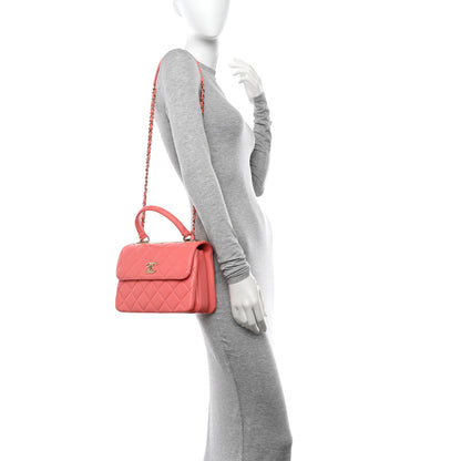 Chanel Lambskin Quilted Small Trendy Chain CC Flap Dual Handle Bag Coral 2 of 11