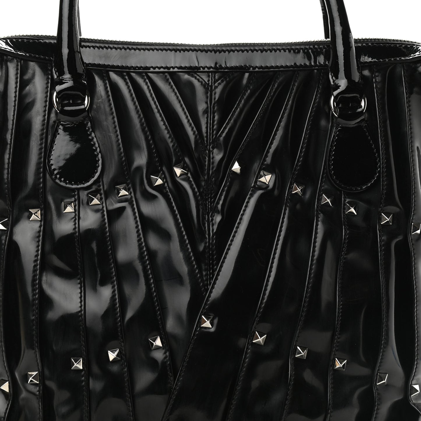 VALENTINO Patent Maizeon Studded Tote Black