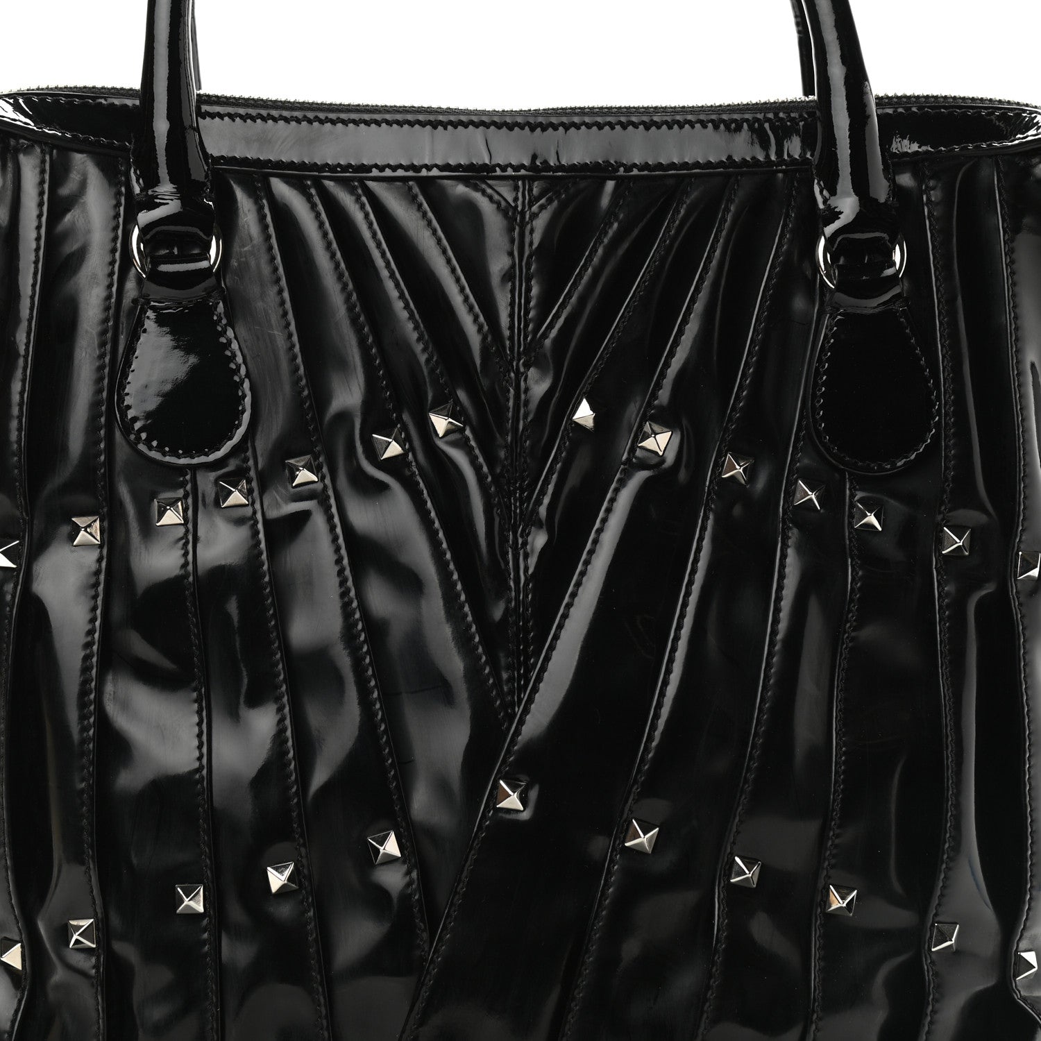 Valentino Garavani VALENTINO Patent Maizeon Studded Tote Black 6 of 8