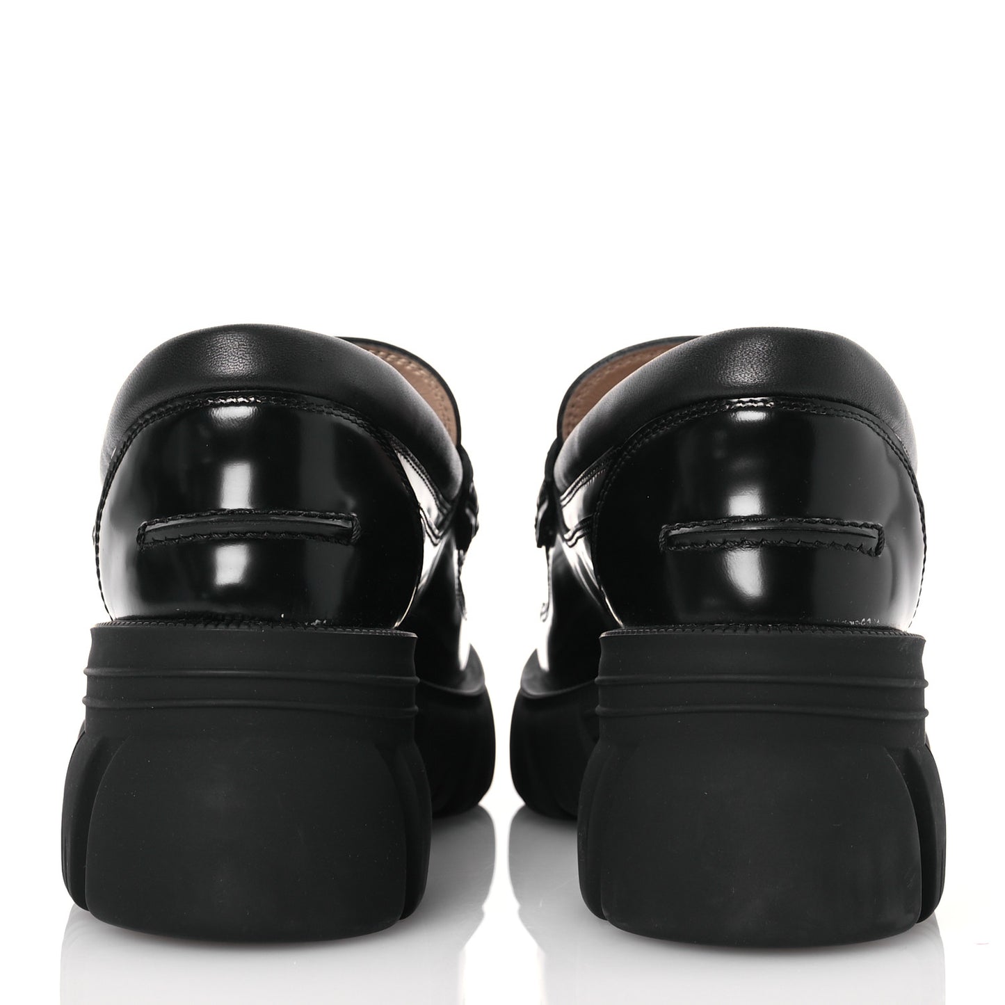 Magnum Calfskin Nappa Samoa Womens Horsebit Platform Chunky Lug Sole 40mm Loafers 40.5 Black