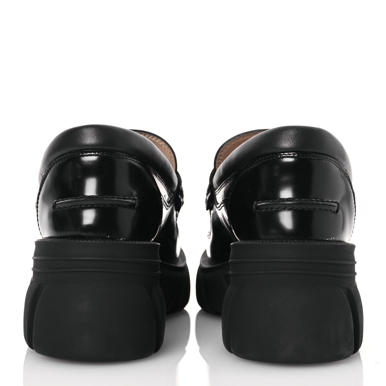 Gucci Magnum Calfskin Nappa Samoa Womens Horsebit Platform Chunky Lug Sole 40mm Loafers 40.5 Black 5 of 12