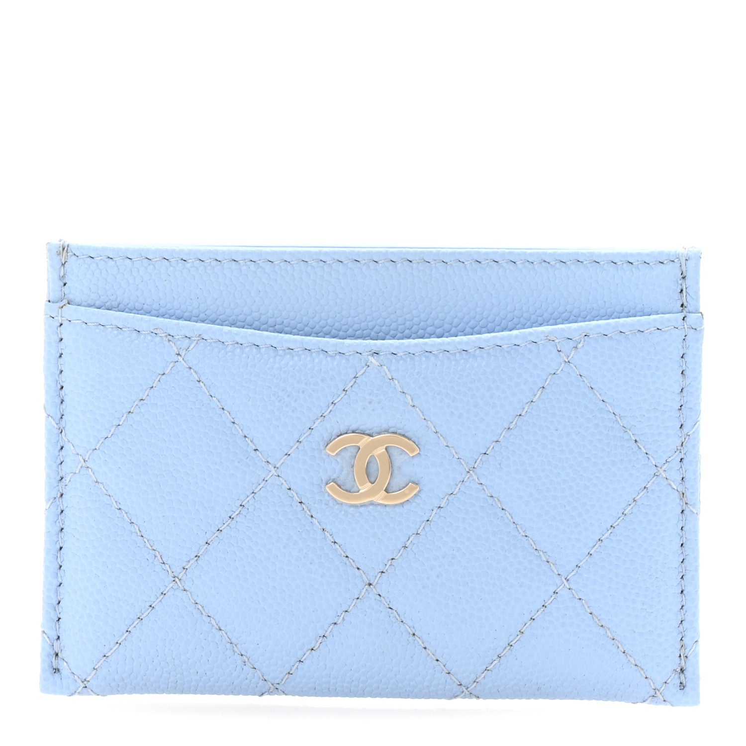 Chanel Caviar Quilted Card Holder Light Blue 1 of 10