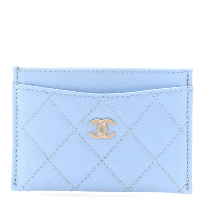 Chanel Caviar Quilted Card Holder Light Blue 1 of 10