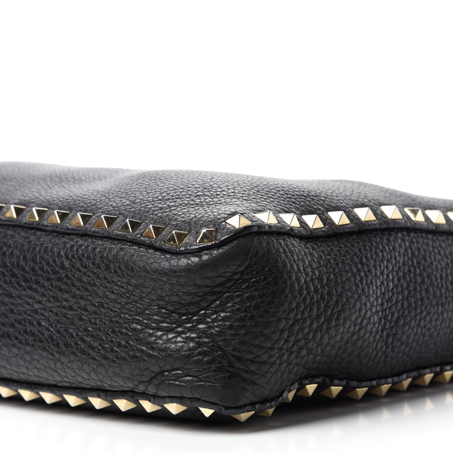 Pebbled Calfskin Large Rockstud Flip-Lock Messenger Bag Black