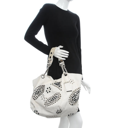 Jimmy Choo Calfskin Studded Lola Tote White 2 of 12