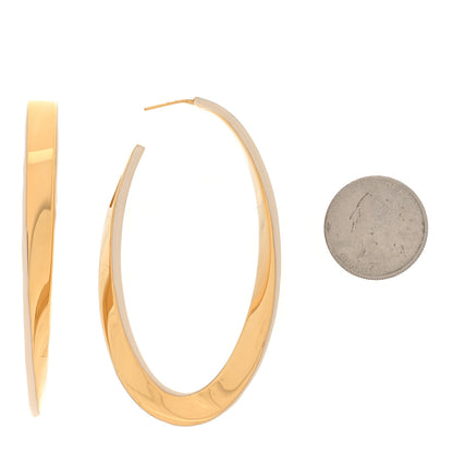 Saint Laurent Metal Enamel Large Oval Hoop Earrings White Gold 2 of 4