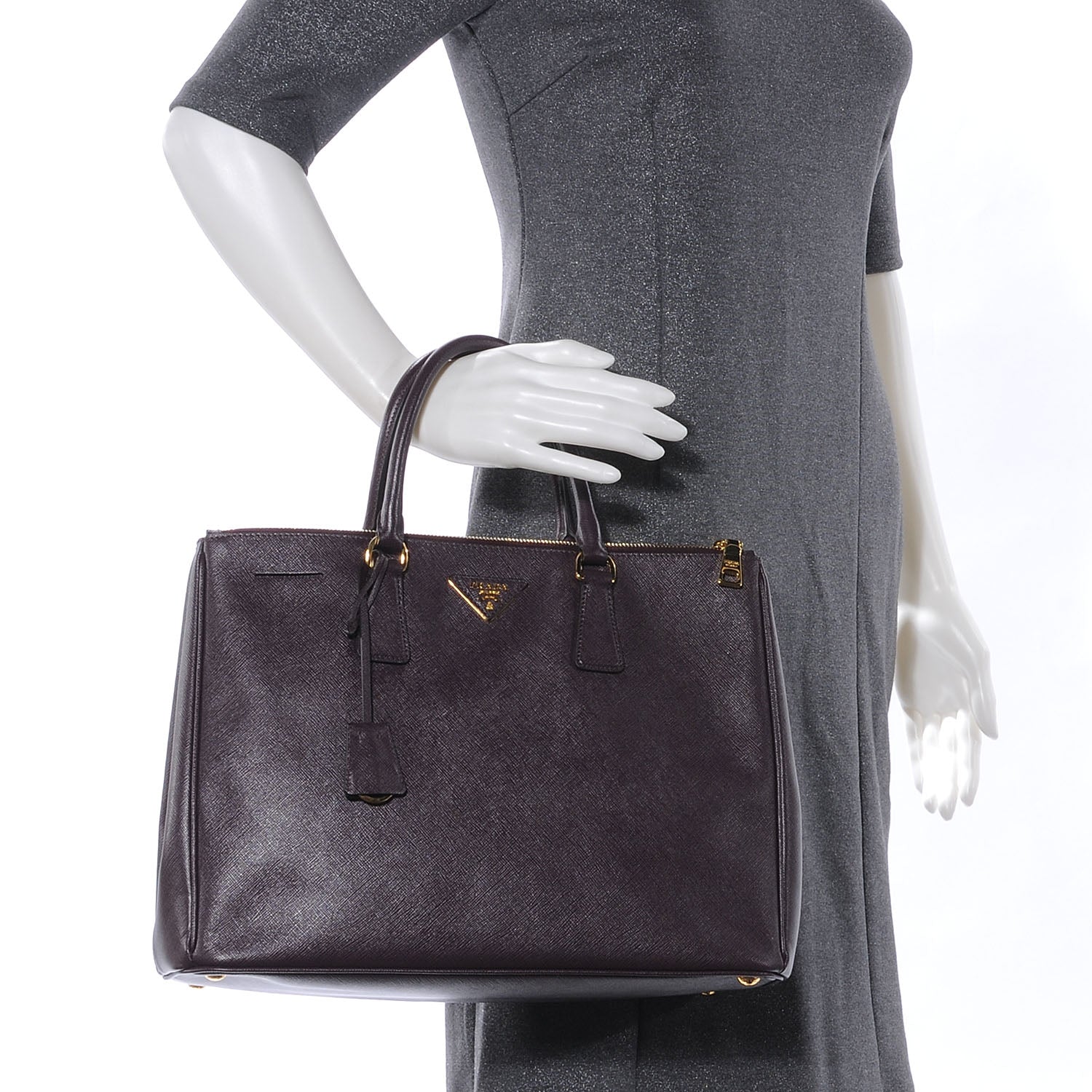 Prada Saffiano Lux Large Tote Bordeaux 2 of 8