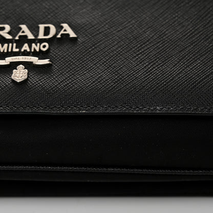 Prada Saffiano Tessuto Nylon Chain Shoulder Bag Black 13 of 13