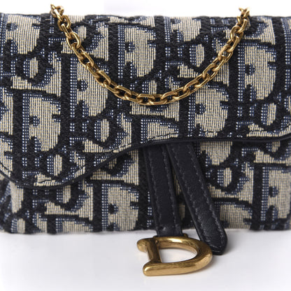 Christian Dior Oblique Nano Saddle Chain Pouch Blue 9 of 10