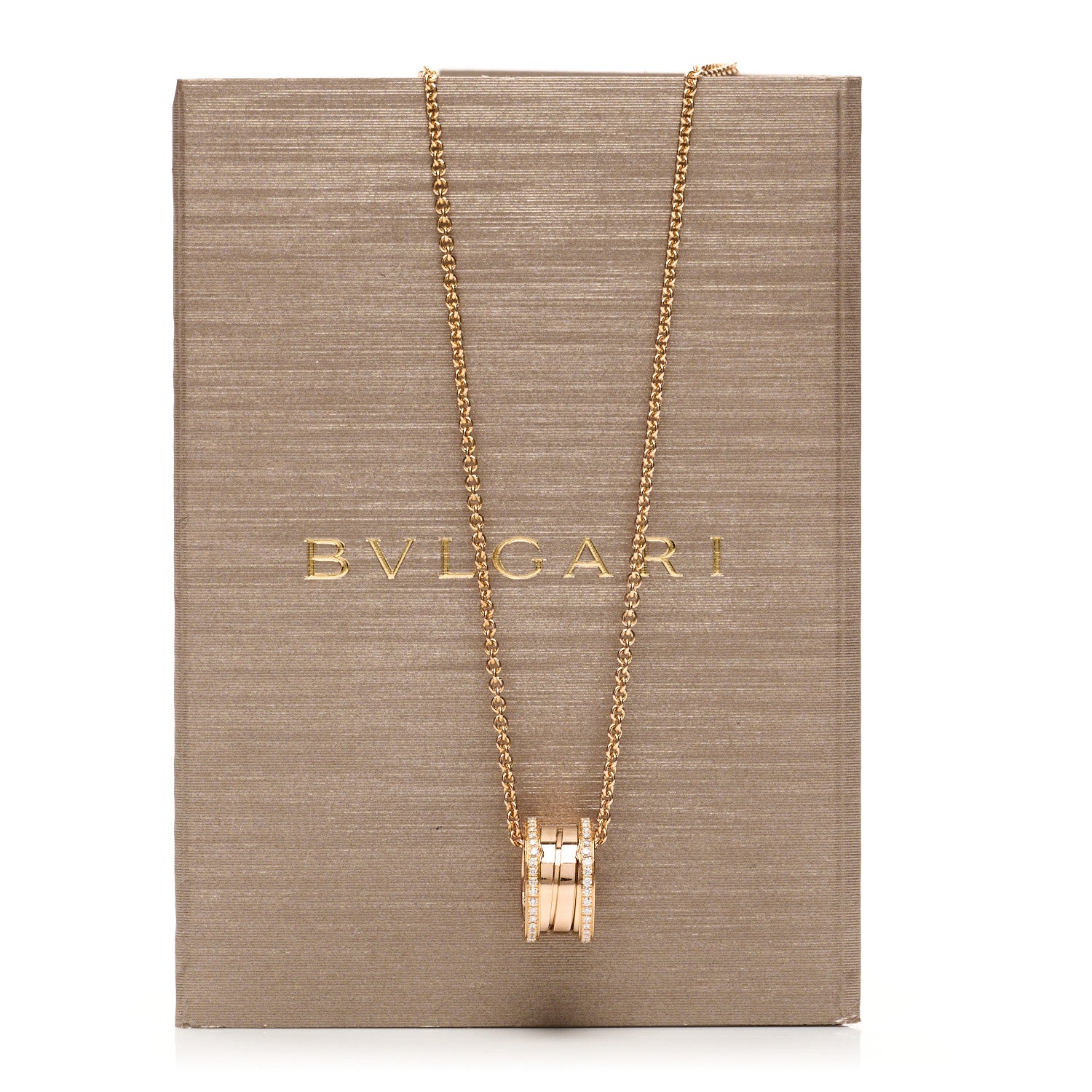 Bulgari 18K Rose Gold Diamond B.Zero1 Pendant Necklace 5 of 5