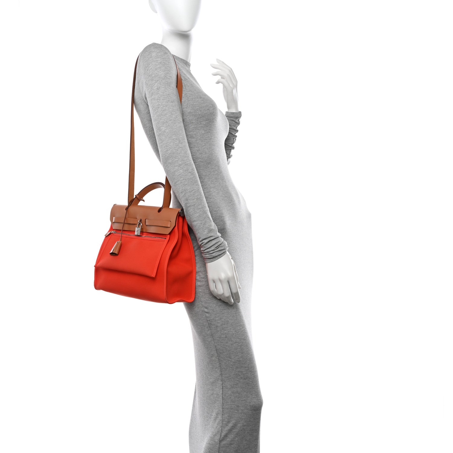 Hermes Vache Hunter Toile Herbag Zip 31 PM Capucine Fauve 2 of 13