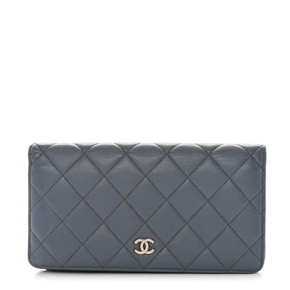 Chanel Lambskin Quilted Yen Wallet Blue 1 of 15