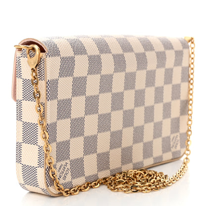 Louis Vuitton Damier Azur Pochette Felicie Chain Wallet Rose Ballerine 4 of 10