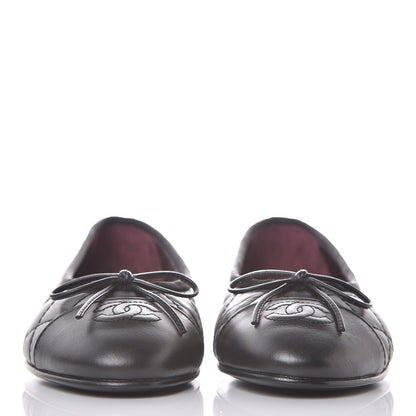 Chanel Aged Calfskin Quilted Cap Toe Ballerina Flats 36.5 Black 2 of 9