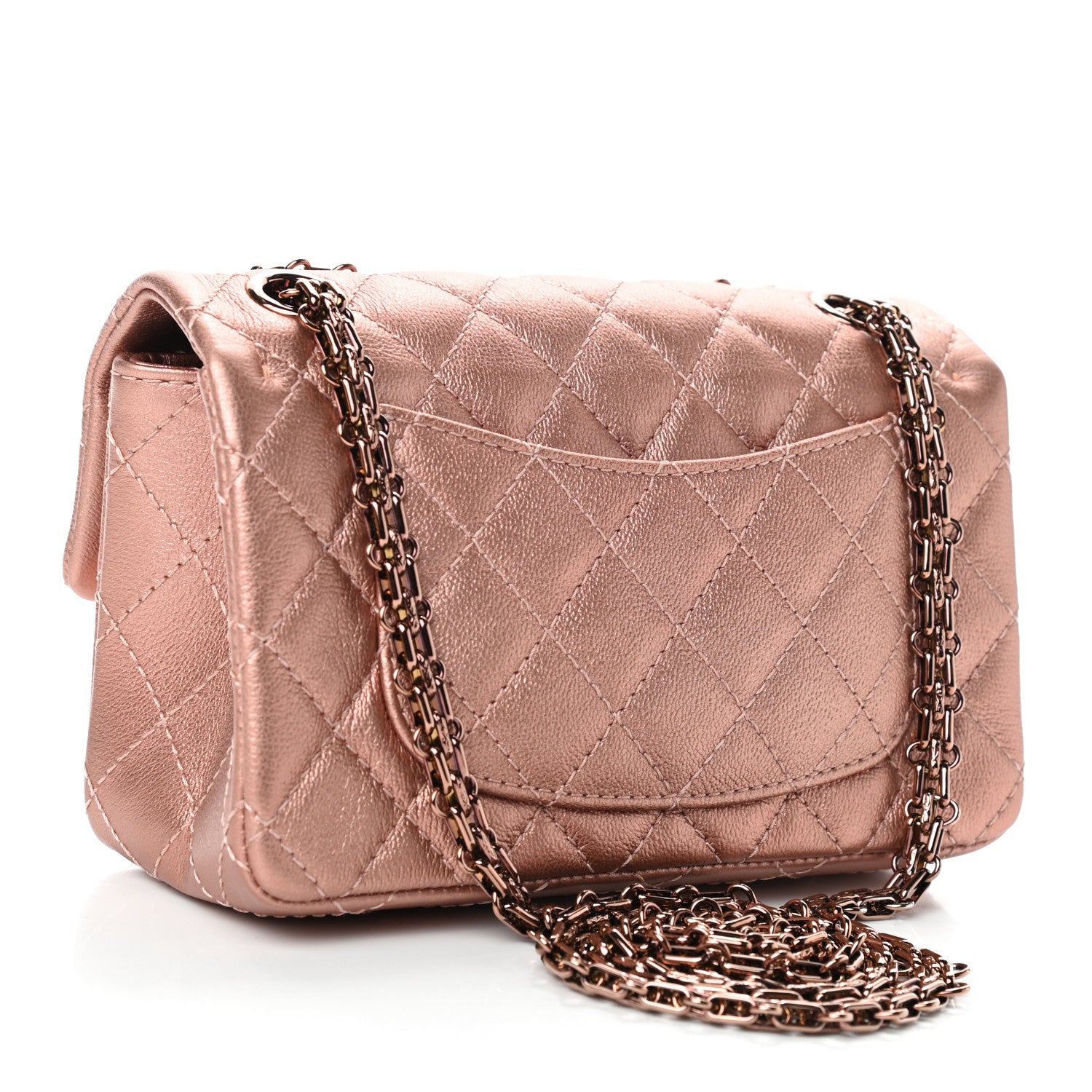Chanel Metallic Grained Calfskin Quilted 2.55 Reissue Mini Flap Copper Pink 3 of 9