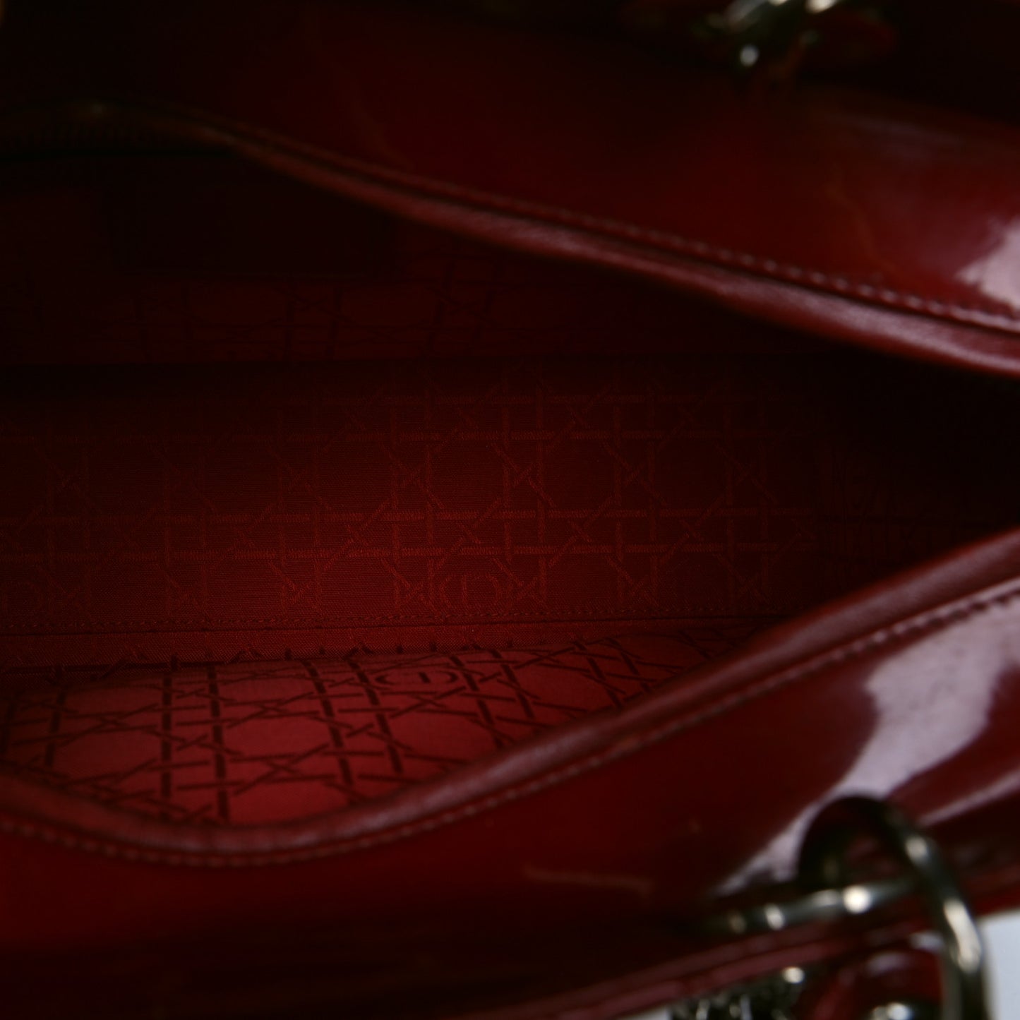 Patent Cannage Large Lady Dior Red