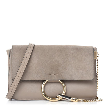 Chloe Suede Calfskin Small Faye Shoulder Bag Motty Grey 1 of 13