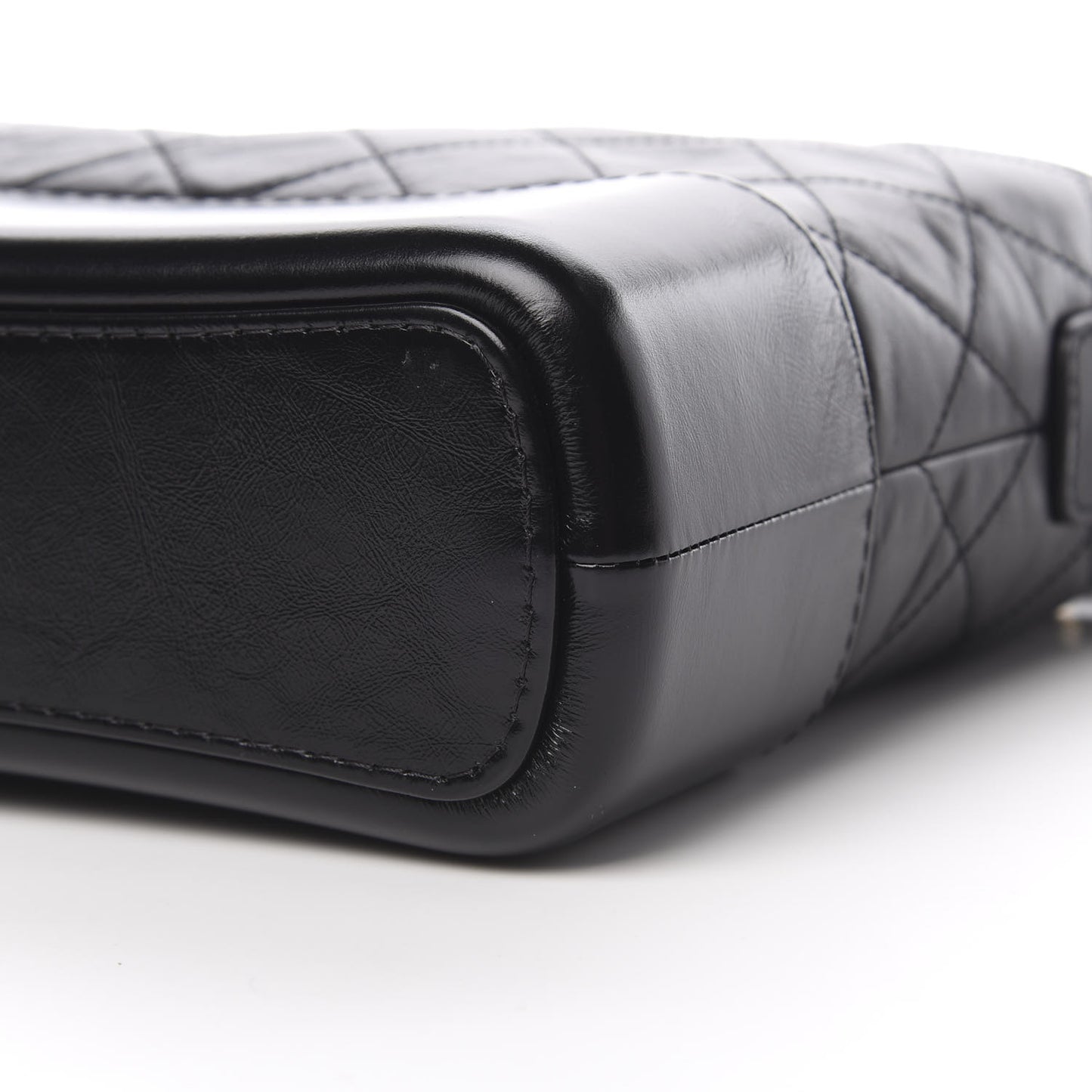 Aged Calfskin Quilted Small Gabrielle Hobo Black