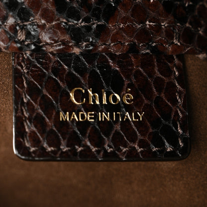 Chloe Goatskin Snakeskin Embossed Spin Tote Sooty Brown 6 of 10
